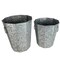 Beveled Zinc Flower Pots Set with Metal Handles Indoor Outdoor